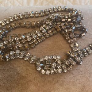 Vintage rhinestone Silver metal buckle belt what